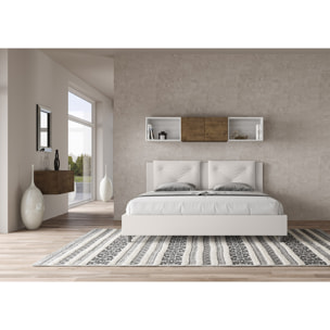 Letto matrimoniale king size contenitore imbottito 180x200 similpelle bianco Appia