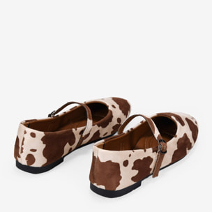 Bailarinas planas con estampado de vaca