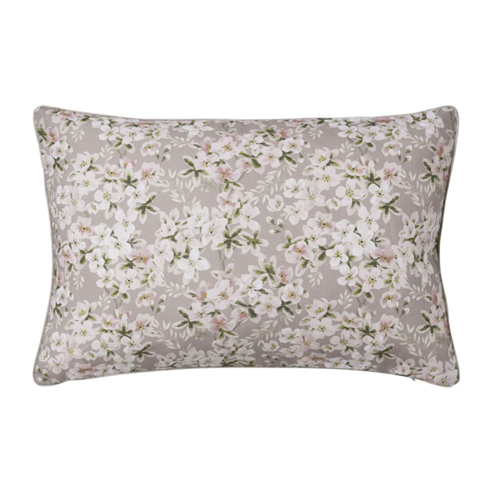 Housse de coussin imprimée en lin, BLOOM, Rose