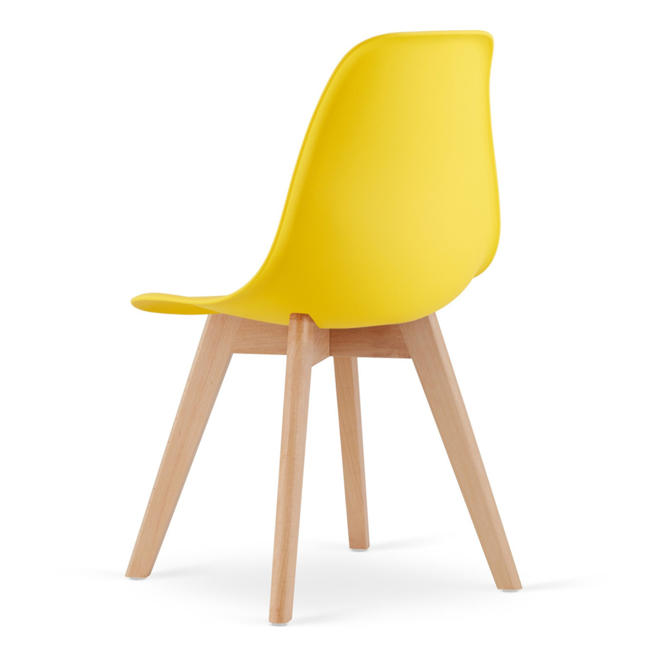 Sedia di design Kito gialla con gambe in faggio