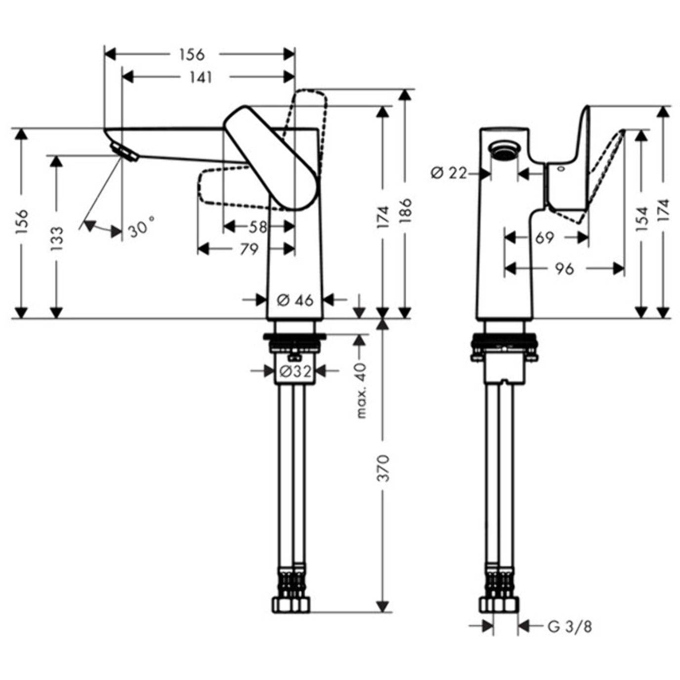 Mitigeur lavabo 150 Talis E sans tirette ni vidage