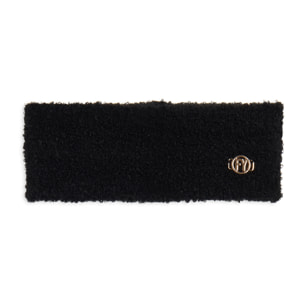 Fascia per capelli bouclé con logo dorato FY