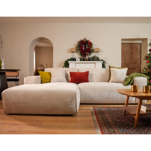 Lison - Canapé d'angle gauche 4 places en velours texturé - Beige