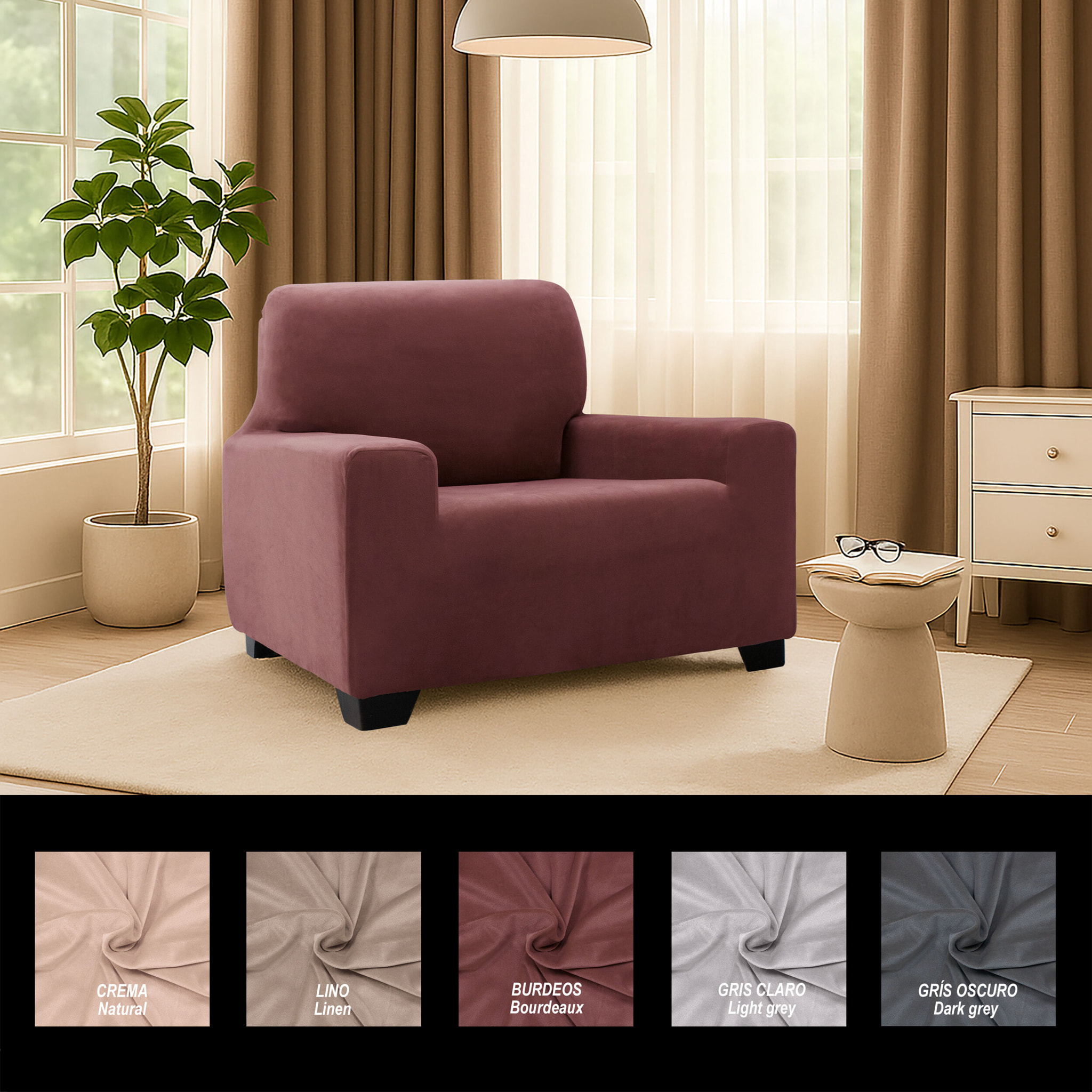 Funda de sofá TERCIOPELO ANTI MANCHAS Multi elástica modelo VERONICA