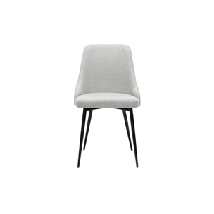 Chaises design en tissu effet velours texturé gris clair et métal noir (lot de 2) CULT