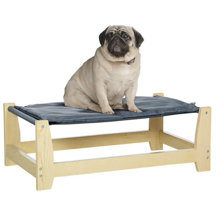 Cama Elevada para Perros con Cojín Lavable Tela Oxford Marco Madera 70x40x25 cm