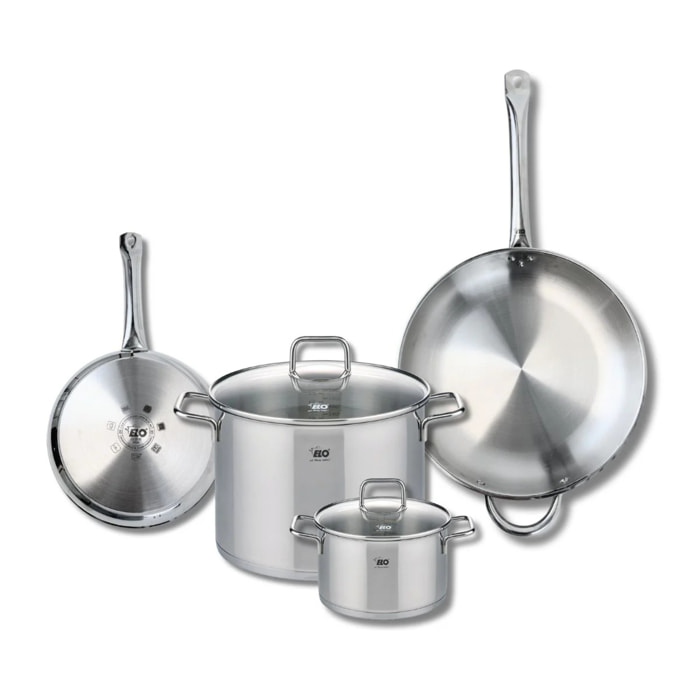 Ensemble de 2 Poêles de cuisson 24 et 32 cm et 2 faitouts 16 et 26 cm Elo Profi Citrin