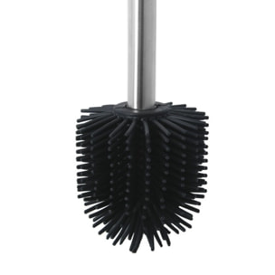 Brosse Wc avec support Acier Inox & Bambou ADONIS Brossé - Poils résistants en silicone Spirella