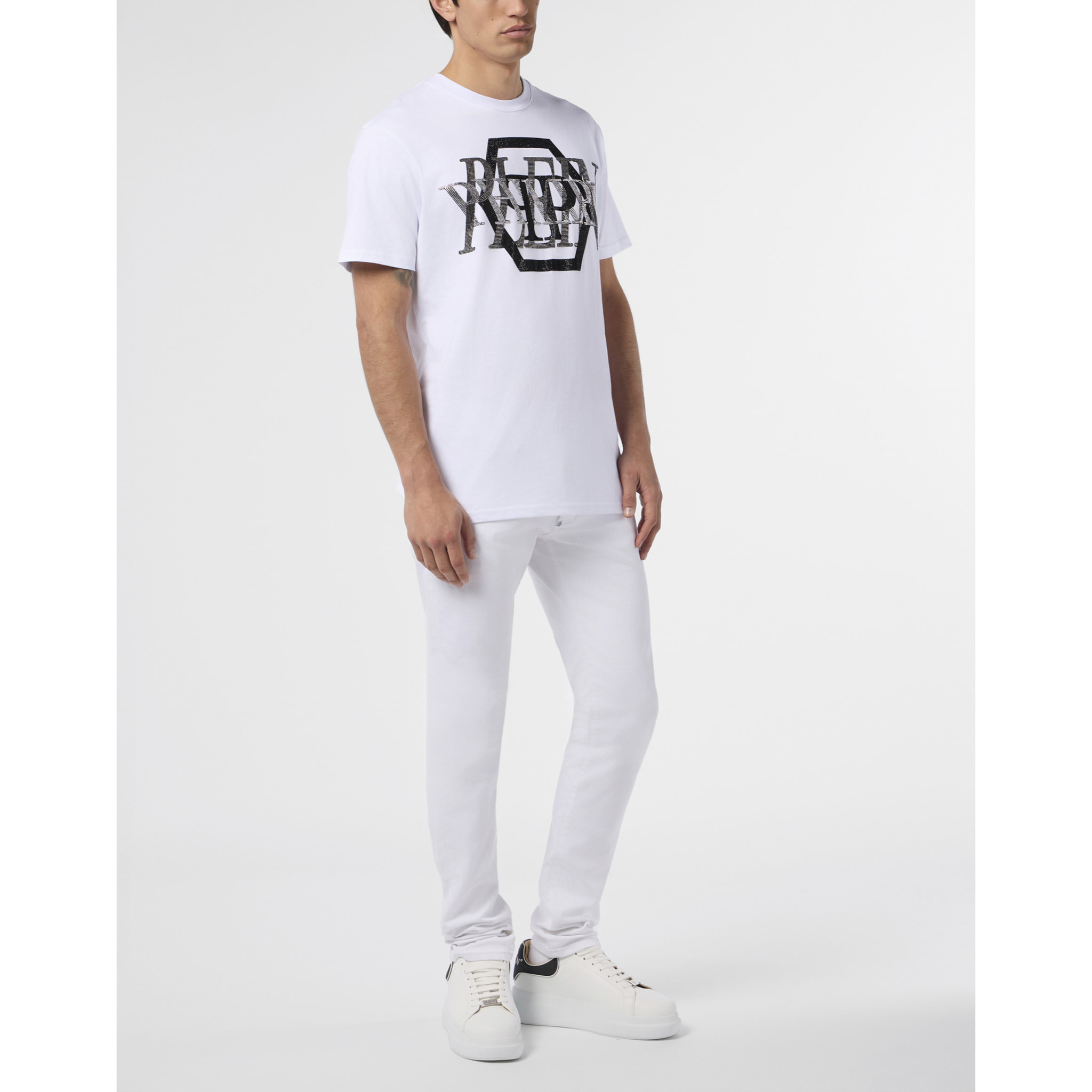 PHILIPP PLEIN Round Neck T-Shirt Logo Stones