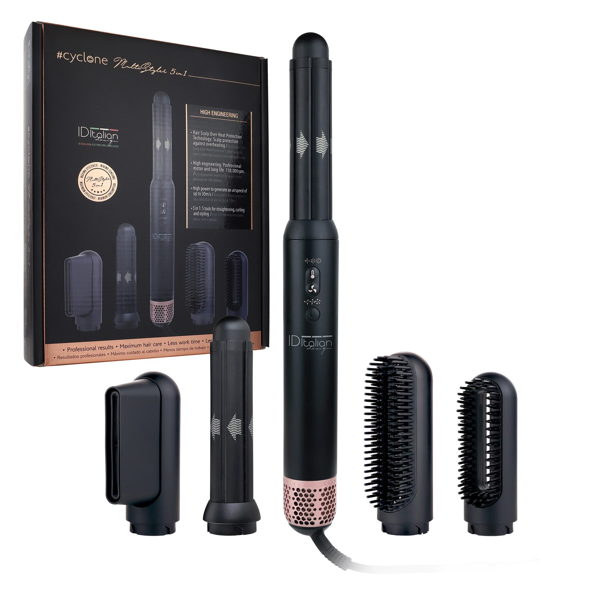 Pack Secador Cyclone Multi Styler 5 in 1 + Cabezal plancha - negro - 1200 W
