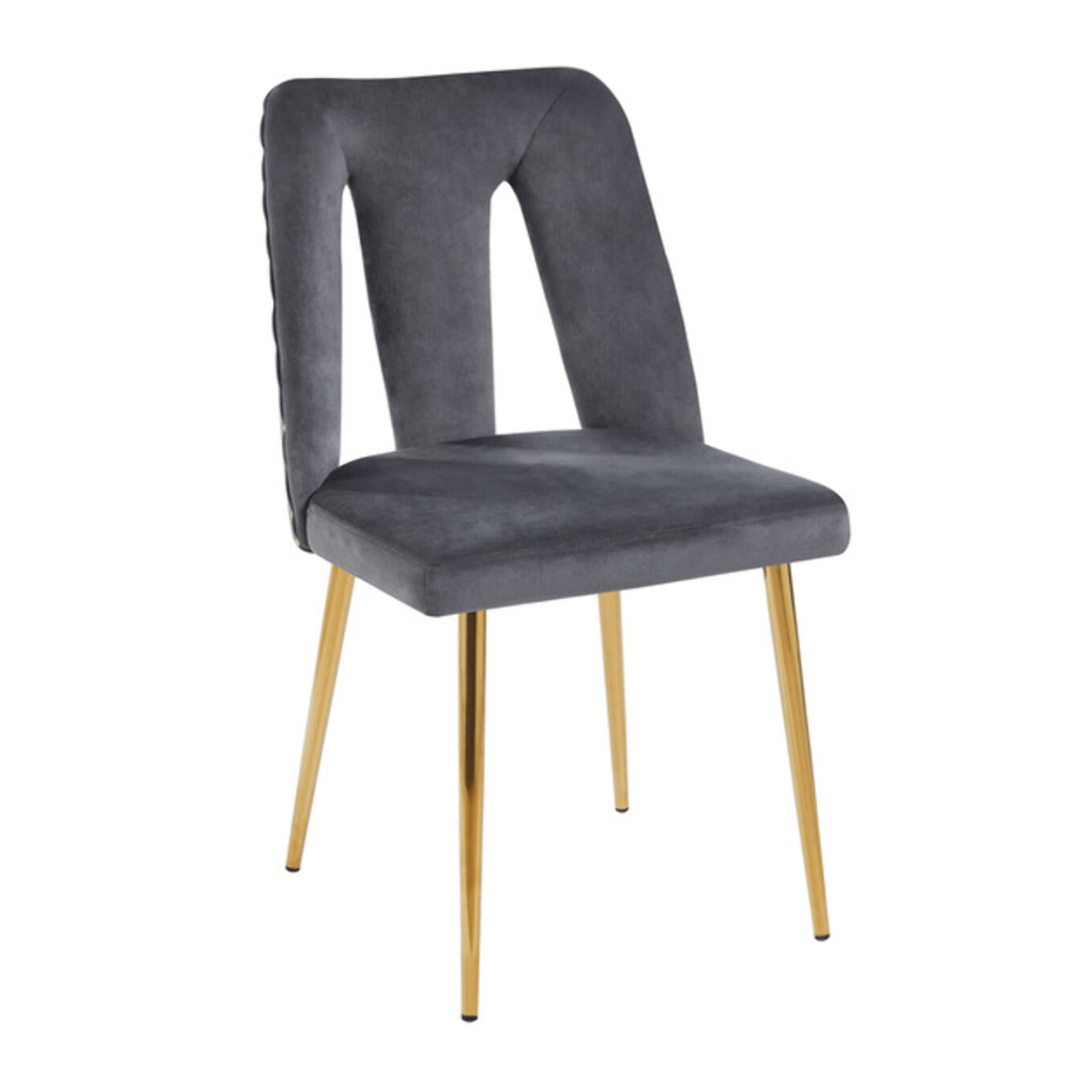 Sedia Imbottita in Effetto Velluto con Schienale Aperto e Gambe Oro, Design Moderno ed Elegante per Sala da Pranzo, Cucina, Soggiorno, Studio e Ufficio