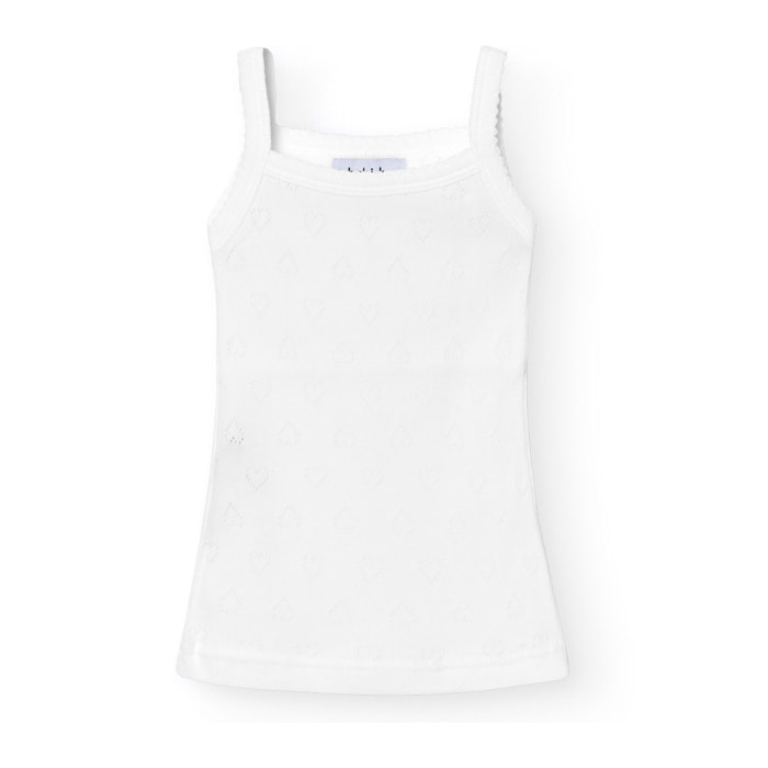 Camiseta Tir,Fino Calado Corazones Beige Talla 14