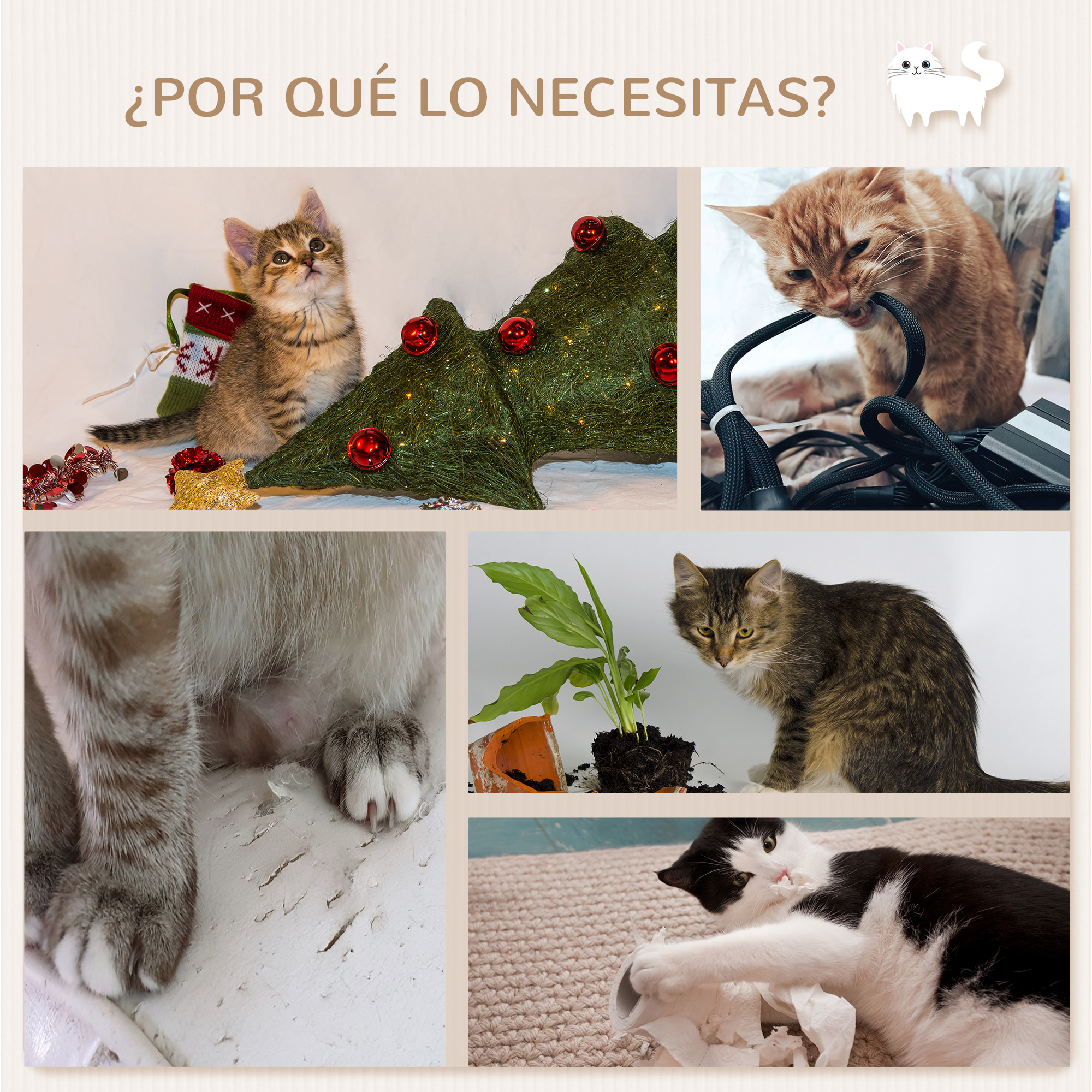 Estantes para Gatos 3 Piezas con Caseta Hamaca Plataformas Poste de Sisal Roble