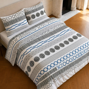 Parure housse de couette 100% microfibre motif géométrique - VAGUE