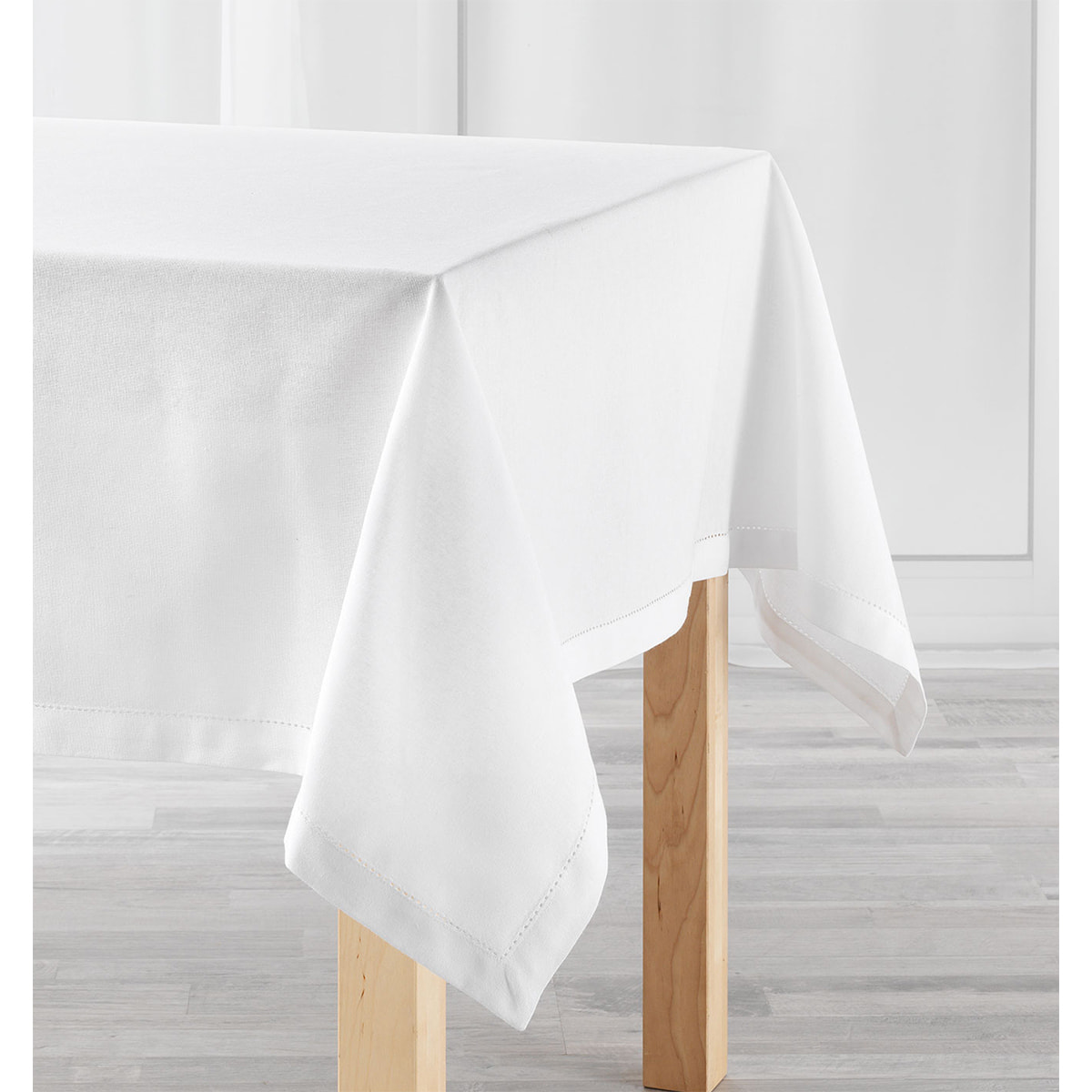 Nappe rectangulaire en coton uni - Blanc
