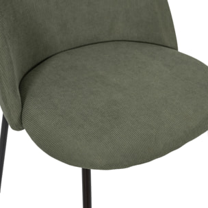 Lot de 4 Chaises - HOME DECO FACTORY - Jules - Côtelé - Vert