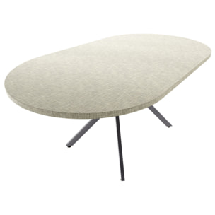 Marui Big - Tavolo da pranzo ovale 180x100 cm in Legno Testurizzato con Piede Centrale in metallo Ashi