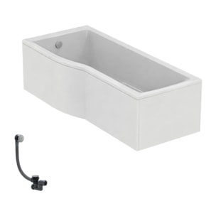 Baignoire bain douche 170 x 80 cm gauche Connect Air + tablier + vidage Chromé