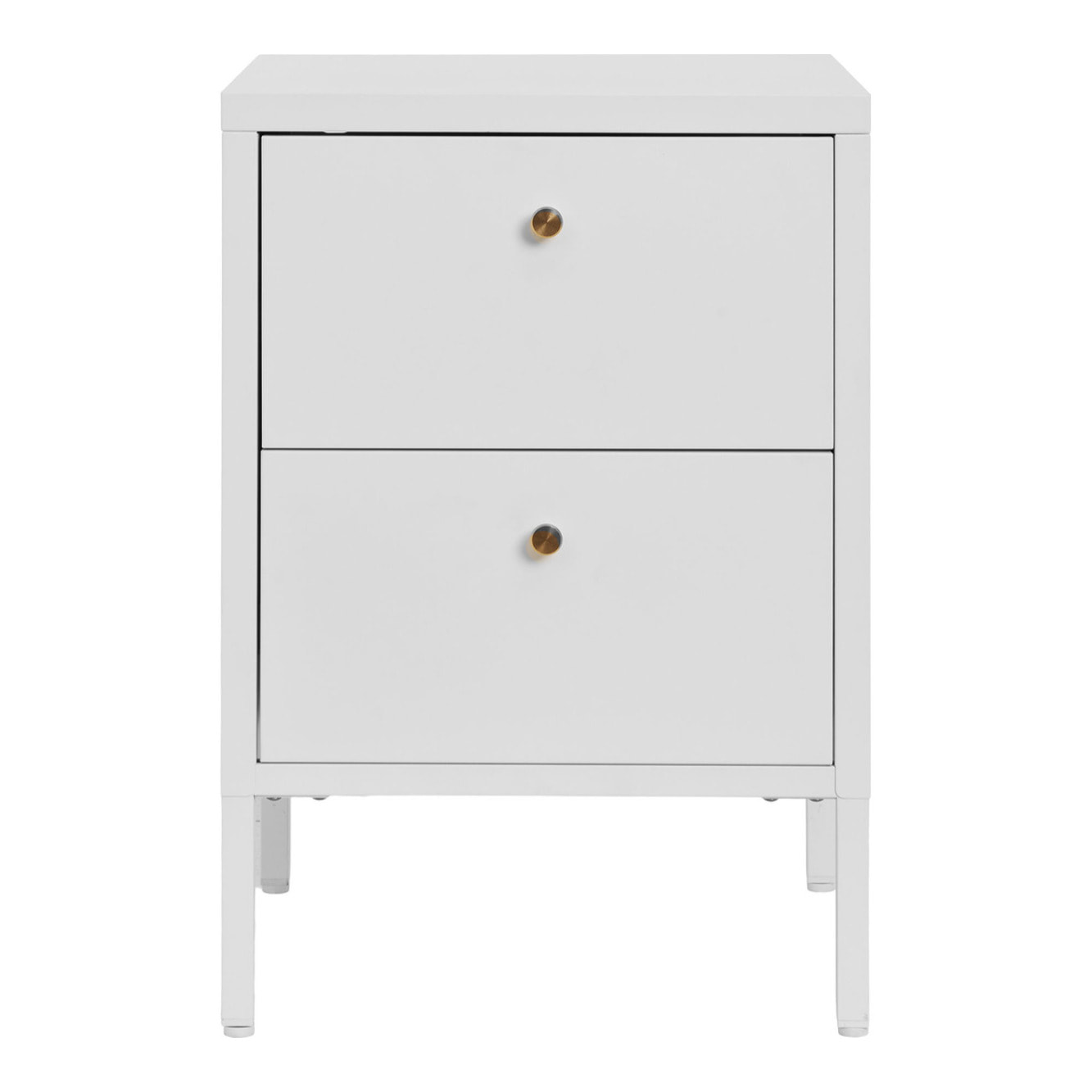 Comodino Dalby a 2 cassetti in acciaio bianco 40×40×60 cm