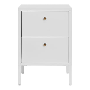 Comodino Dalby a 2 cassetti in acciaio bianco 40×40×60 cm