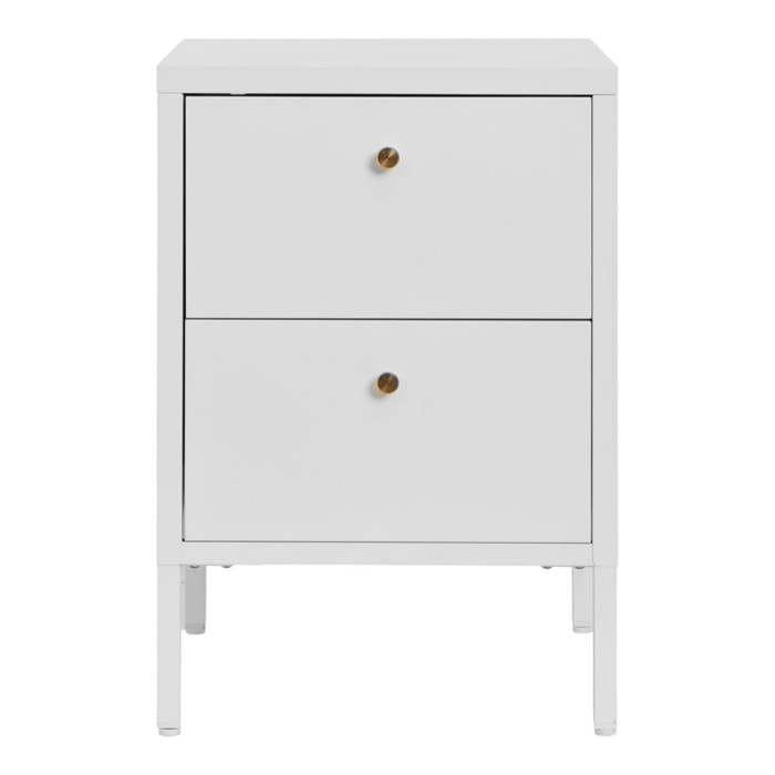 Comodino Dalby a 2 cassetti in acciaio bianco 40×40×60 cm