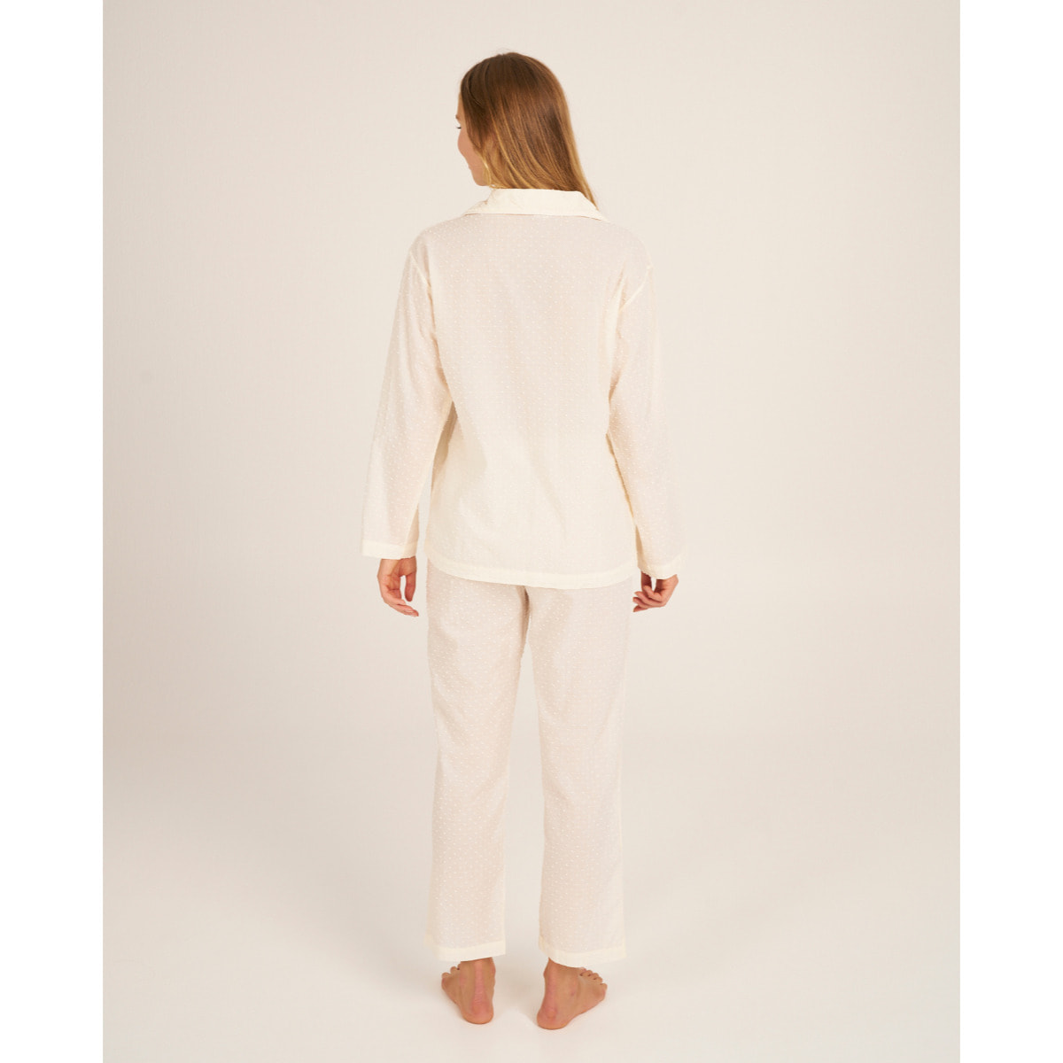 Camiseta de pijama de mujer abotonada con bolsillo