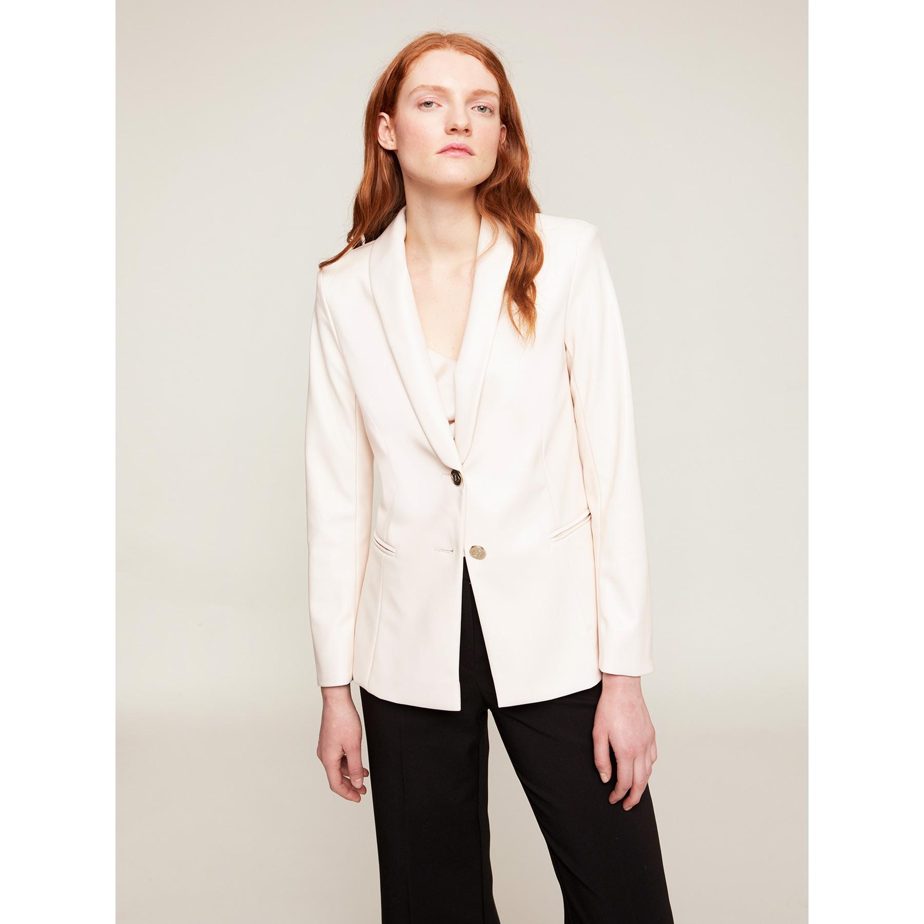 Motivi - Blazer de botonadura simple con efecto piel - Blanco