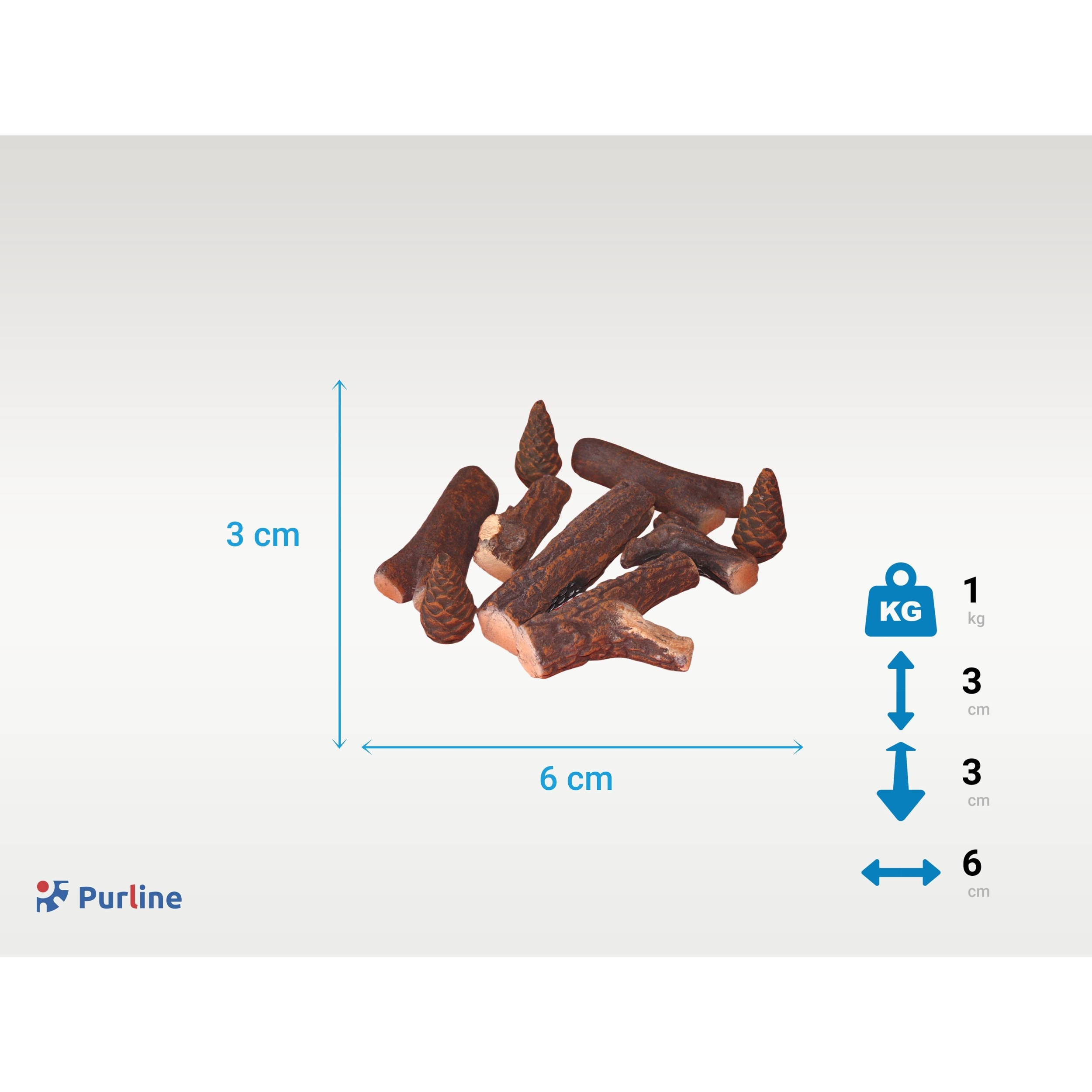 Bûches décoratives en fibre céramique pour cheminées à l'éthanol. 9 pièces