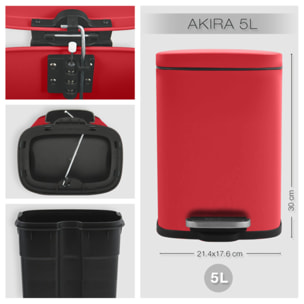 Set Poubelle à  pédale 5L & Brosse Wc AKIRA Rouge mat Spirella