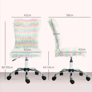 Silla de Oficina Giratoria Silla de Escritorio sin Brazos con Altura Ajustable Tapizado en Felpa y Respaldo Alto Silla de Estudio Carga 120 kg Multicolor