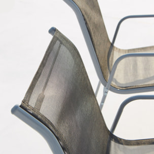 Table de jardin et 8 chaises en acier et toile PVC gris ATIMA