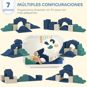 Juego de 7 Bloques de Espuma para Niños, Bloques de Psicomotricidad, Figuras de Construcción, Juguete para Aprendizaje para Escalar y Gatear, Azul Oscuro