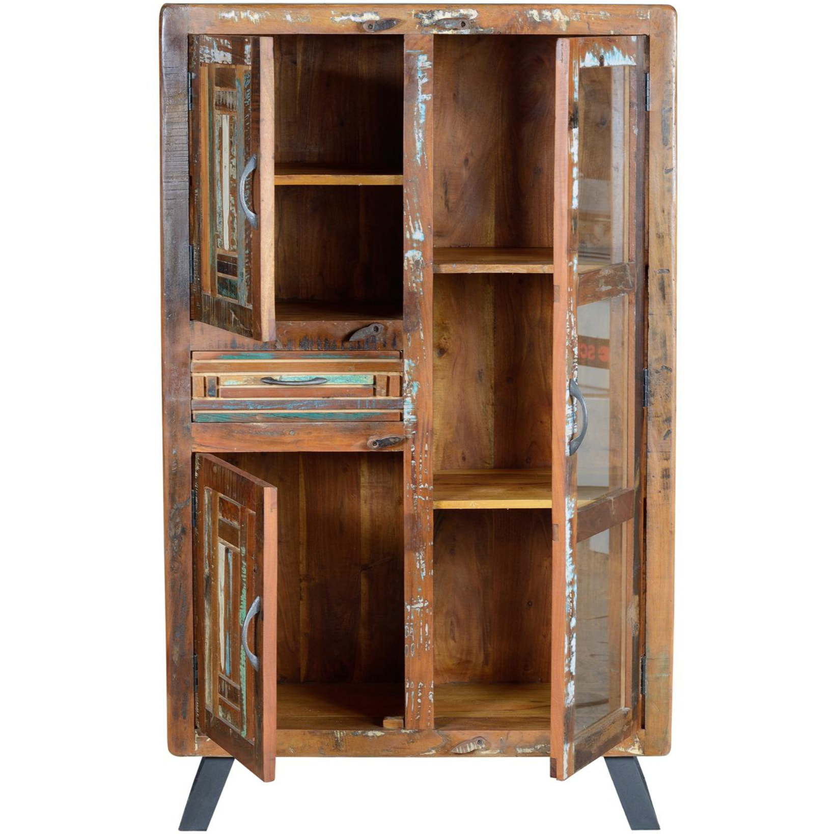 Vitrina de Madera Reciclada 90 Cm Estilo Vintage Industrial