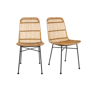 Chaises en rotin et métal noir (lot de 2) MALACCA