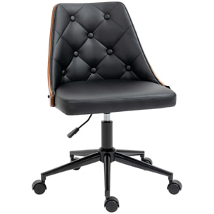 Silla de Oficina Giratoria Silla de Escritorio Ergonómica Tapizadas en Cuero PU con Altura Ajustable Función de Basculante para Salón Dormitorio Oficina 54x54,5x76-86 cm Negro