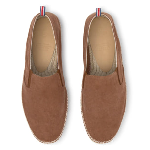 Alpargata plana en lona de algodón con elásticos laterales y bordado