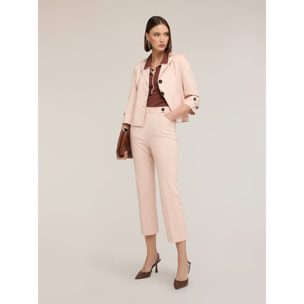 Motivi - Pantalones kick flare de algodón técnico - Rosa cipria