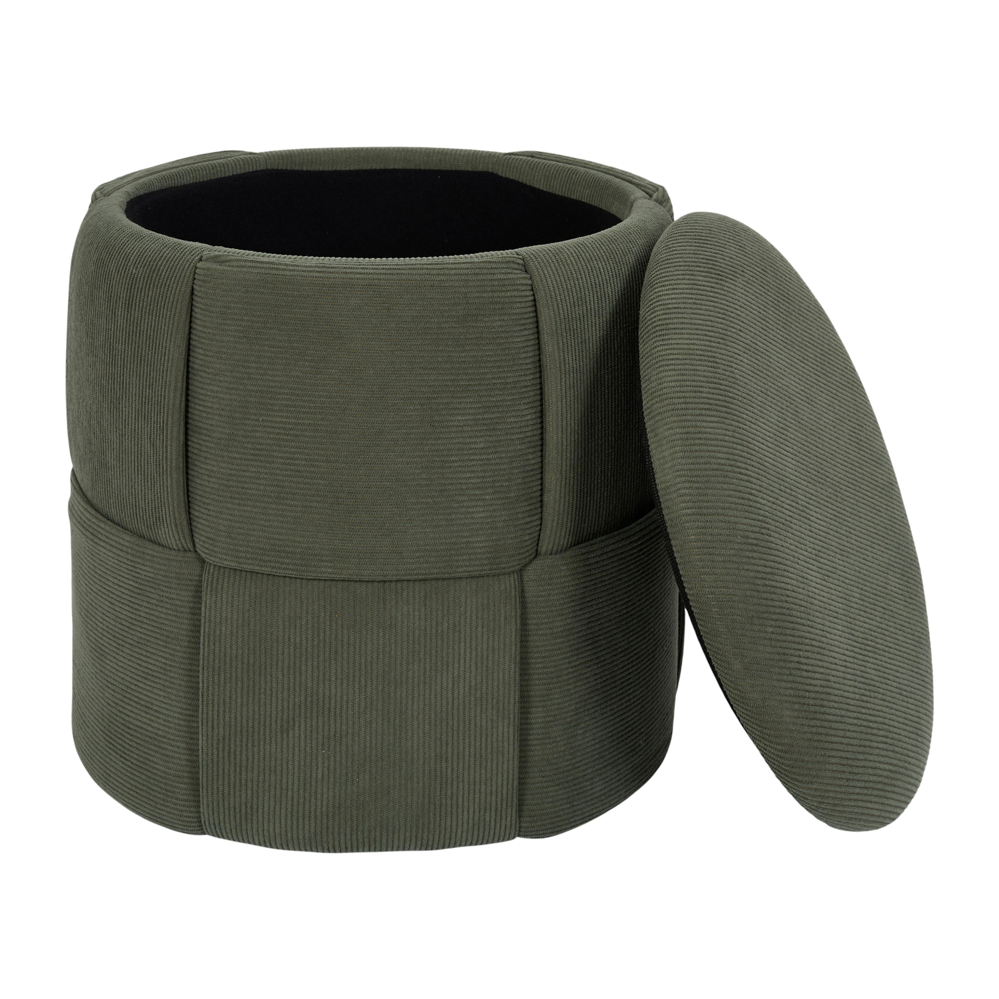 Pouf - HOME DECO FACTORY - Jules - Rangement - Tressé - Côtelé - Vert