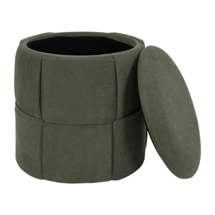Pouf - HOME DECO FACTORY - Jules - Rangement - Tressé - Côtelé - Vert