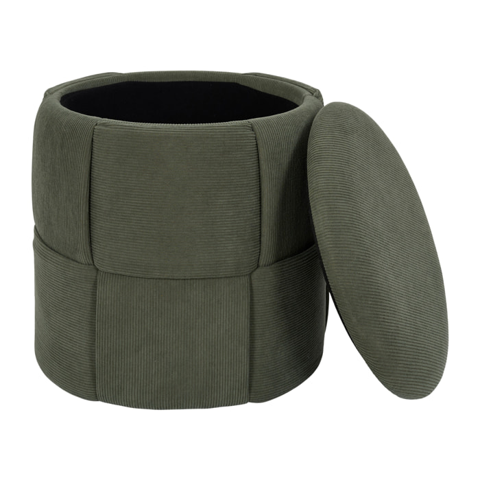 Pouf - HOME DECO FACTORY - Jules - Rangement - Tressé - Côtelé - Vert