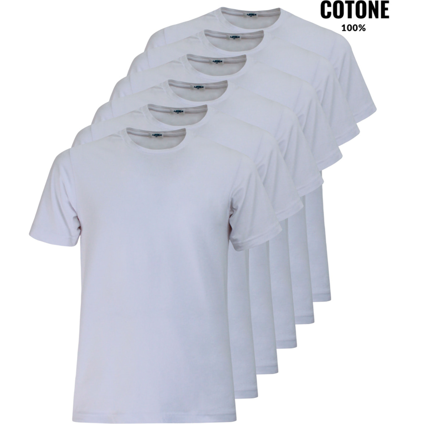 6 T-Shirt Uomo LEGEA Art. 830 Girocollo Bianco