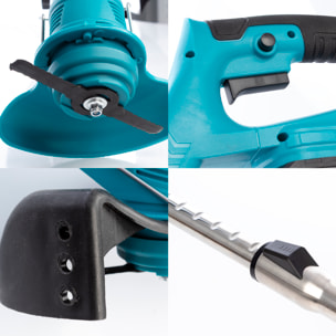 Cortadora de césped y maleza inalámbrica eléctrica portátil, recargable, con ruedas.