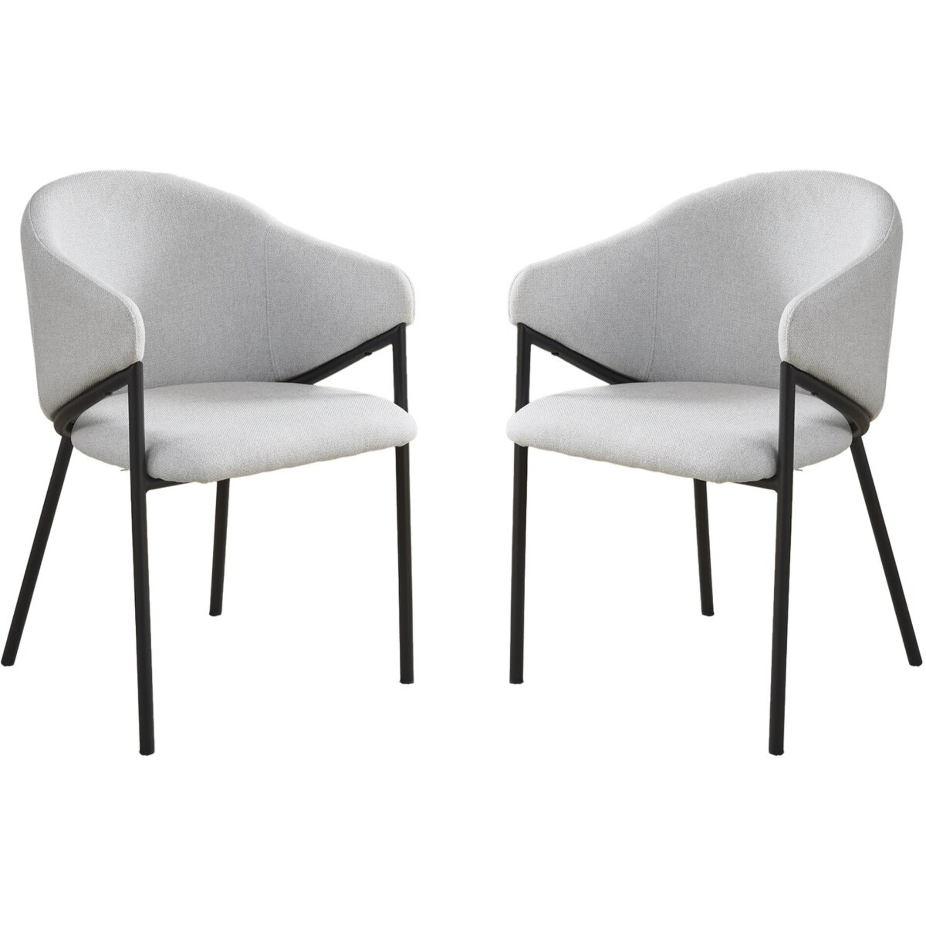 Lot de 2 chaises de salle à manger en tissu et métal "Auralis" - Gris clair
