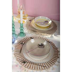 Lot de 6 Assiette creuse unie taupe - coachella