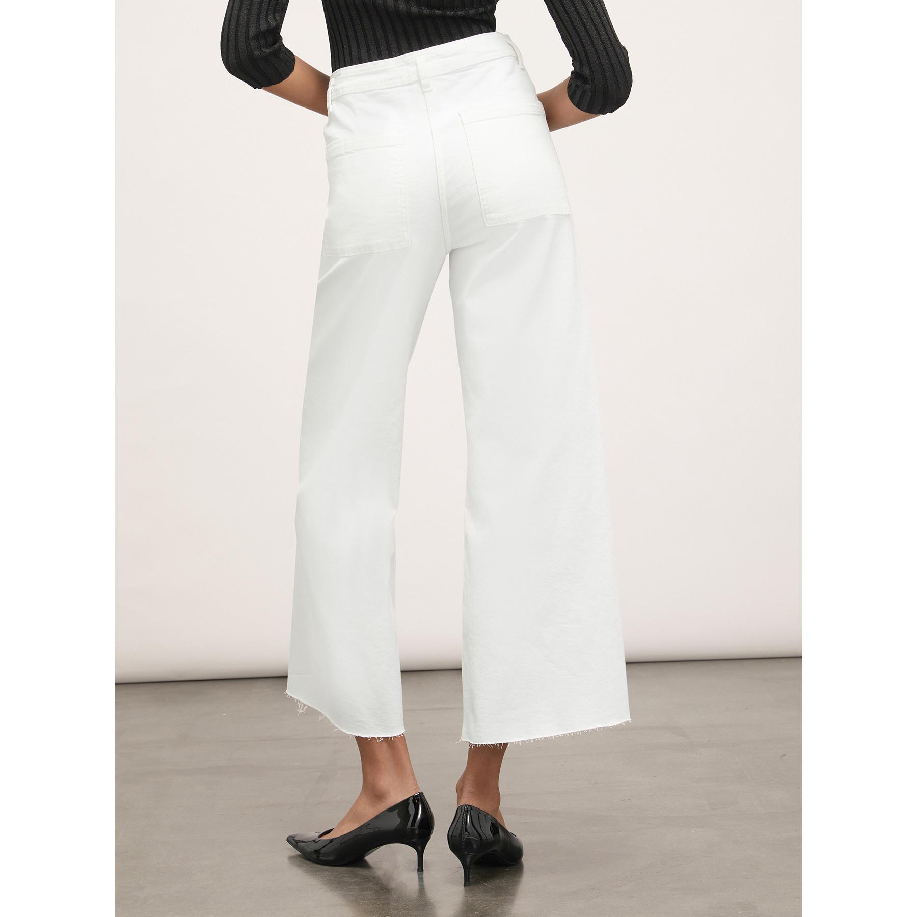 Motivi - Pantaloni cropped sfrangiati sul fondo - Bianco