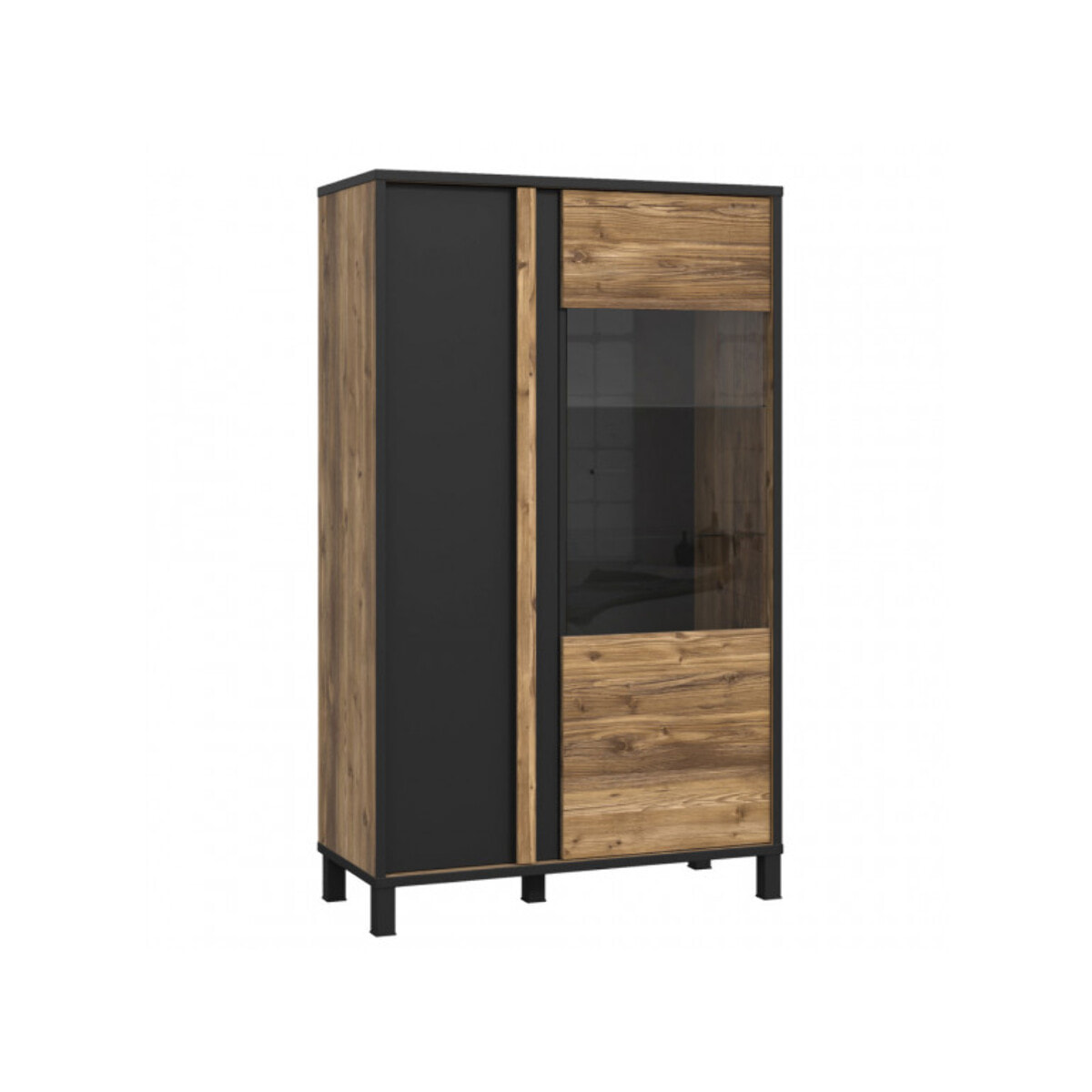 Vitrine H.158 cm en bois effet chêne et noir - YAL