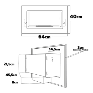 Adriano - Caminetto a bioetanolo da incasso con 1 bruciatore da 1.5L 64x40cm bianco