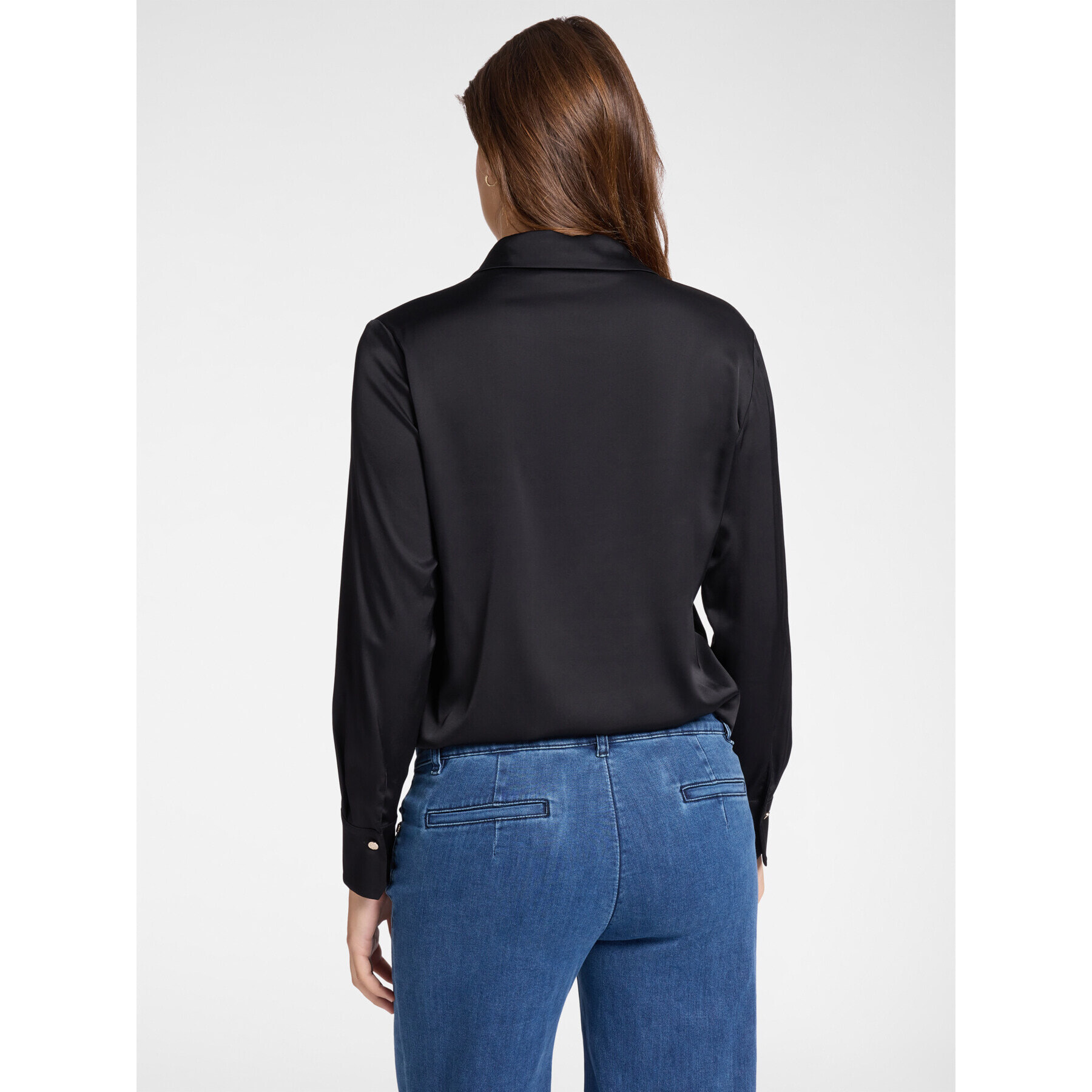 Elena Mirò - Camicia in raso stretch - Nero