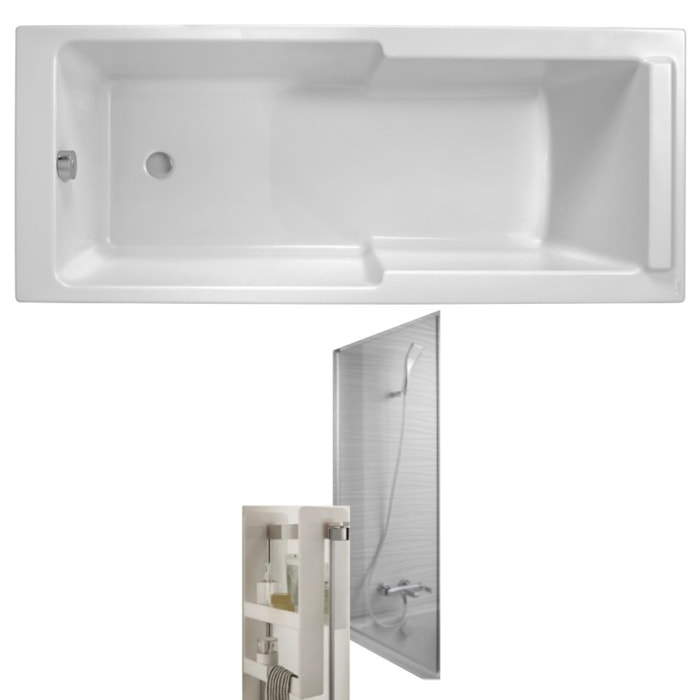 Baignoire bain douche Struktura + pare bain + étagère 170 X 70