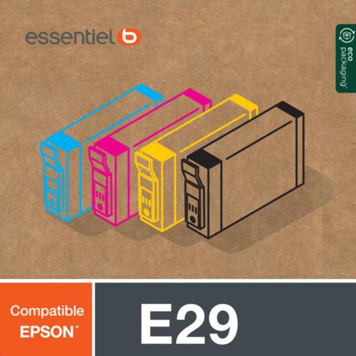 Cartouche d'encre ESSENTIELB E29 Noir + 3 couleurs